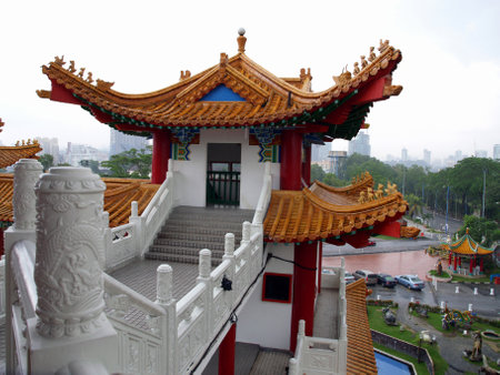 View of the temple tower in china town in malaysia Kuala Lumpurの写真素材