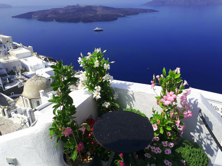 Nice view of the sea and the islandの写真素材