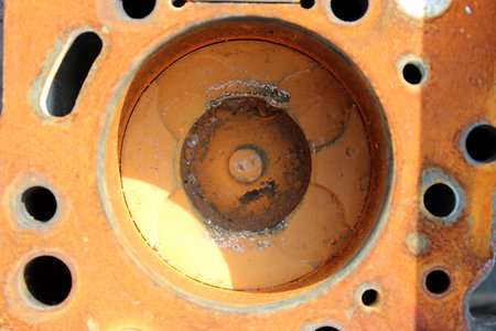 Top view of piston in engine. rustyの写真素材