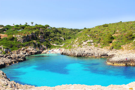 Binidali creek in Minorca, Balearic Islands, Spain.の写真素材