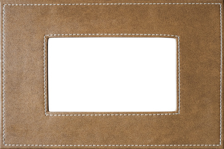 Leather covered picture frame stitched on side texture  With space for your text  Useful as background or texture for designの写真素材
