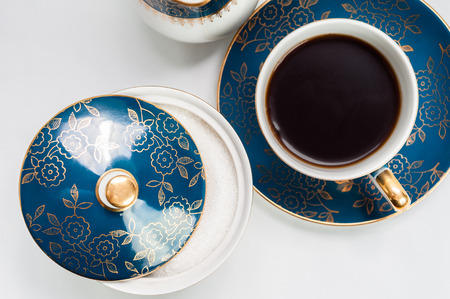 Coffee in an ancient cupの写真素材