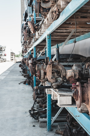 Auto parts deposit storage. Dismantling yard.の写真素材