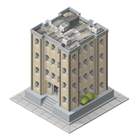High rises isometric building icons for game vector illustration of tall modern apartment buildingsのイラスト素材