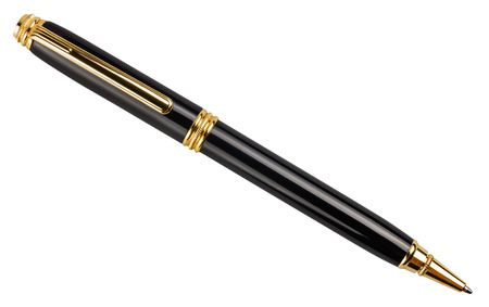 the gold pen isolated on white backgroundの写真素材
