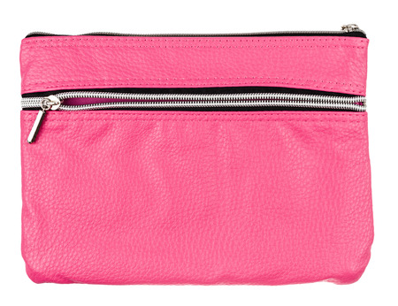 pink leather case isolated on white backgroundの写真素材