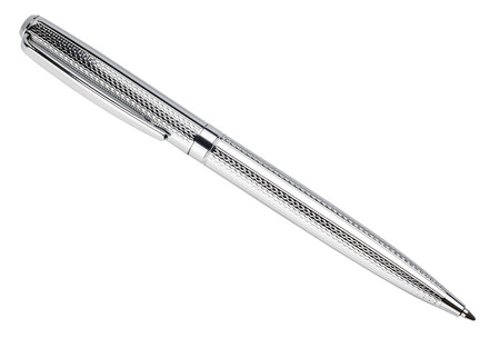 the silver pen isolated on white backgroundの写真素材