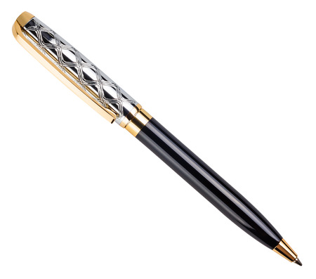 the gold pen isolated on white backgroundの写真素材