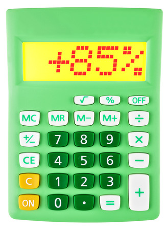 Calculator with 85 on display on white backgroundの写真素材