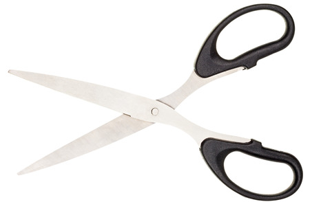 the black scissors isolated on white backgroundの写真素材