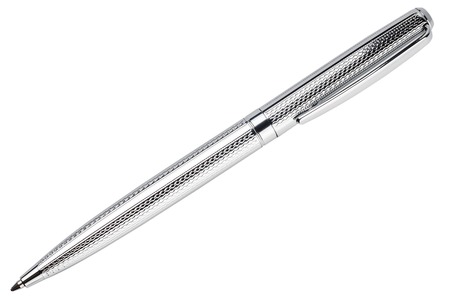 the silver pen isolated on white backgroundの写真素材