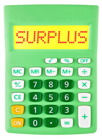 Calculator with SURPLUS on display isolated on white backgroundの写真素材