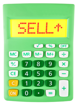 Calculator with SELL on display isolated on white backgroundの写真素材