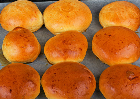 bread in baking tin just removed from oven.の写真素材