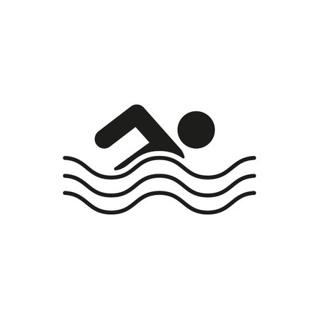Swimming icon. Swimmer symbol. Flat Vector illustrationのイラスト素材