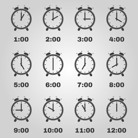 The Alarm clock icon.  Alarm clock symbol. Flat. Vector illustration. Setのイラスト素材