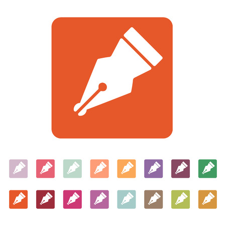 The pen icon. Fountain Pen symbol. Flat Vector illustration. Button Setのイラスト素材