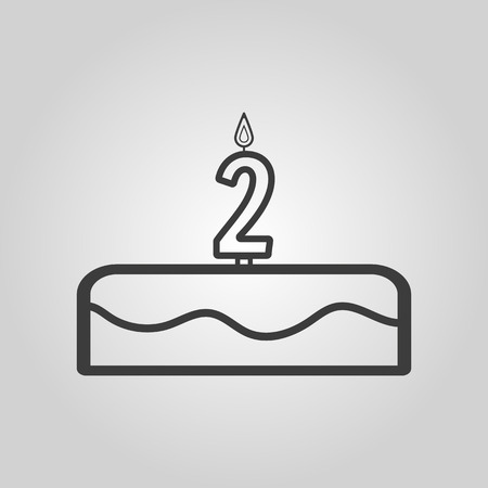 Cake with candles in the form of number 2 icon. birthday symbol. Flat Vector illustrationのイラスト素材