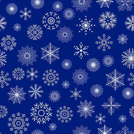 Christmas and New Year seamless blue pattern. Snowflakes. Vector Illustrationのイラスト素材