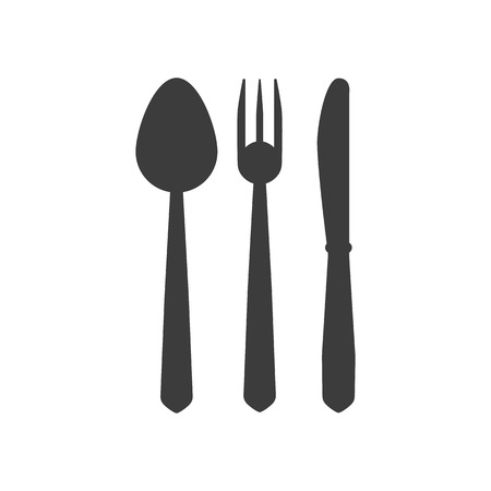 The spoon and fork and knife icon. Spoon and fork and knife  symbol. Flat Vector illustration. Setのイラスト素材