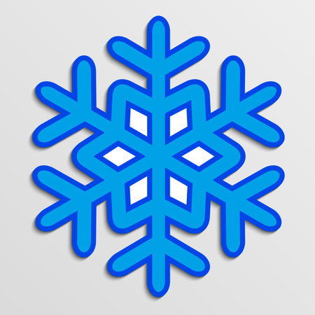 The blue snowflake with shadow on a gray sheetのイラスト素材