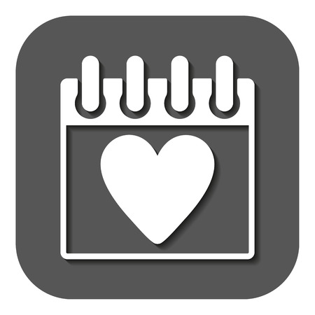 The calendar icon. Valentines day symbol. Flat Vector illustration. Buttonのイラスト素材
