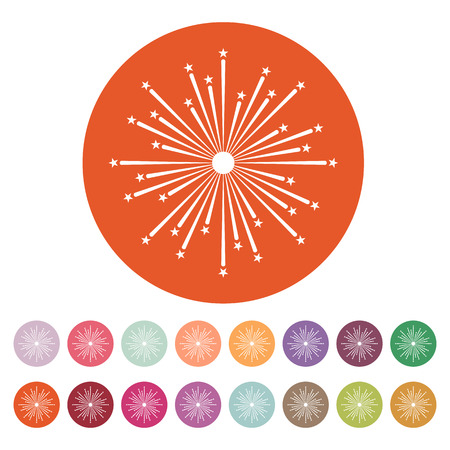 Firework icon. Holiday symbol. Flat Vector illustration. Button Setのイラスト素材
