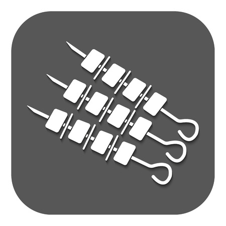 The shashlik icon. Kebab and barbecue symbol. Flat Vector illustration. Buttonのイラスト素材