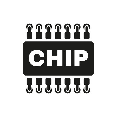 The chip icon. Microchip and microcircuit symbol. Flat Vector illustration