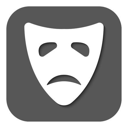 The sad mask icon. Tragedy and theater symbol. Flat Vector illustration. Buttonのイラスト素材