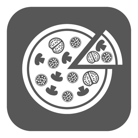 The pizza icon. Pizzeria and baking, fast food symbol. Flat Vector illustration. Buttonのイラスト素材