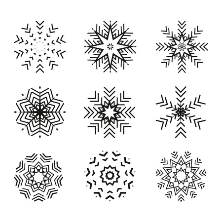 The Set of 9 vector abstract snowflakesのイラスト素材