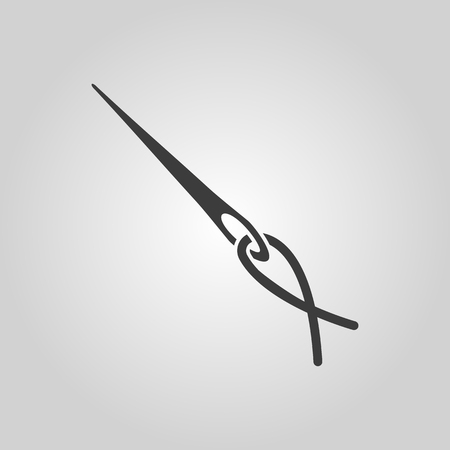 The thread with a needle icon. Tailor and  sewing, needlework,  clothier symbol. Flat Vector illustrationのイラスト素材