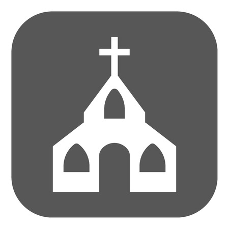The church icon. Christian and god, catholic, faith symbol. Flat Vector illustration. Buttonのイラスト素材