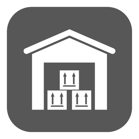 The warehouse icon. Storehouse and logistic symbol. Flat Vector illustration. Buttonのイラスト素材