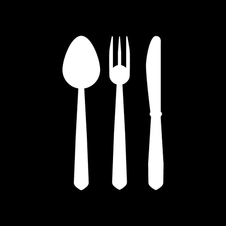 The spoon and fork and knife icon. Spoon and fork and knife  symbol. Flat Vector illustration. Setのイラスト素材