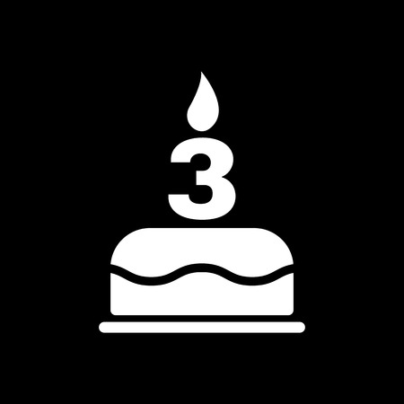 The birthday cake with candles in the form of number 3 icon. Birthday symbol. Flat Vector illustrationのイラスト素材