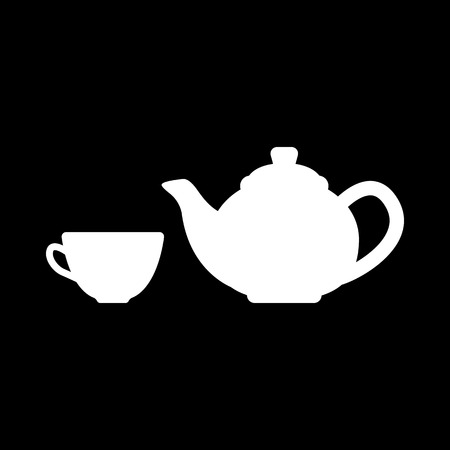 The teapot and cup icon. Tea symbol. Flat Vector illustrationのイラスト素材