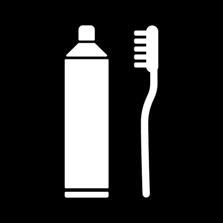 The toothpaste and toothbrush icon. Bathroom, dental, dentist symbol. Flat Vector illustrationのイラスト素材