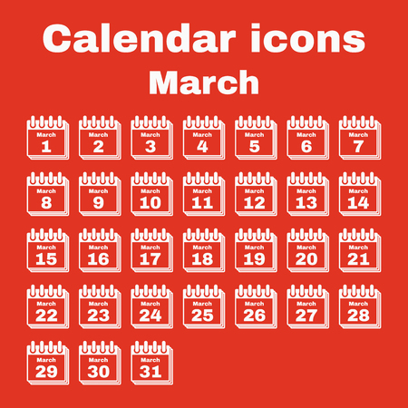 The calendar icon.  March symbol. Flat Vector illustration. Setのイラスト素材