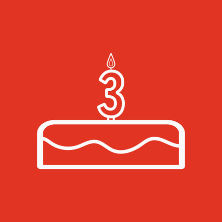 Cake with candles in the form of number 3 icon. birthday symbol. Flat Vector illustrationのイラスト素材