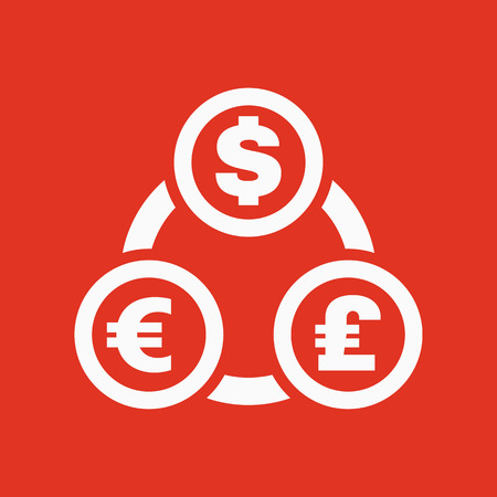 The currency exchange dollar, euro, pound sterling icon. Cash and money, wealth, payment symbol. Flat Vector illustrationのイラスト素材
