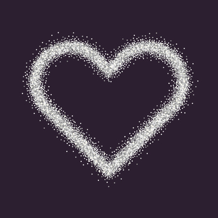 Valentine's Day symbol. Heart. Silver sparkles and glitter Vector illustrationのイラスト素材