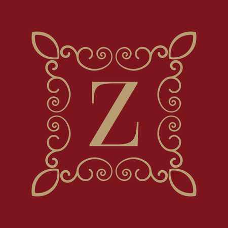 The Monogram letter Z. Calligraphic ornament. Gold. Retro, Business and Vintage Concepts. Vector illustrationのイラスト素材