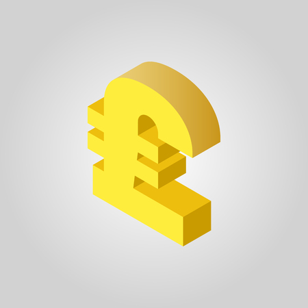 The pound sterling icon. Cash and money, wealth, payment, GBP symbol.3D isometric. Flat Vector illustrationのイラスト素材