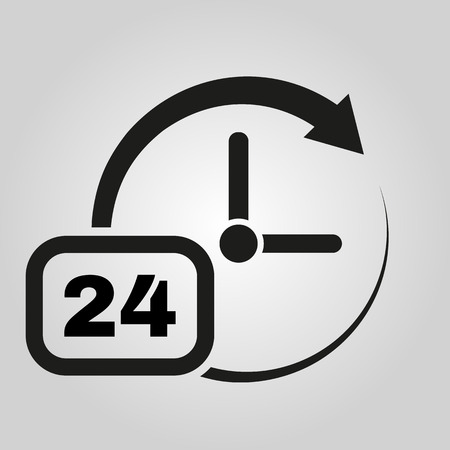 Time icon. Time and watch, timer, 24 hours symbol. UI. Web. . Sign. Flat design. App. Stock vectorのイラスト素材