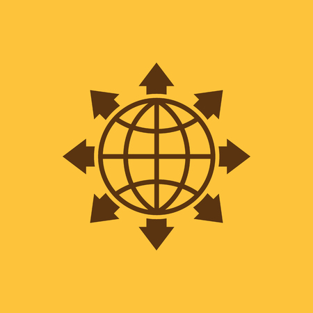 The global solution icon. WWW and browser, development, search, SEO, global solution symbol. UI. Web. Logo. Sign. Flat design. App. Stock vectorのイラスト素材