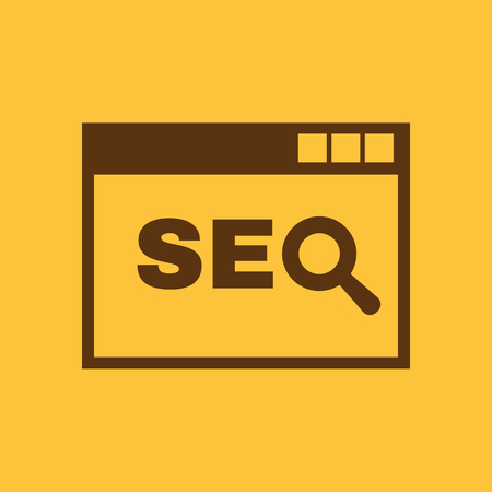 The SEO icon. WWW and browser, development, search, SEO symbol. UI. Web. Logo. Sign. Flat design. App. Stock vectorのイラスト素材
