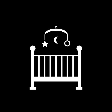 Childrens bed icon. Baby bed design. Cradle and home, nurse, Childrens bed symbol. web. graphic. AI. app. logo. object. flat. image. sign. eps. art. picture - stock vectorのイラスト素材