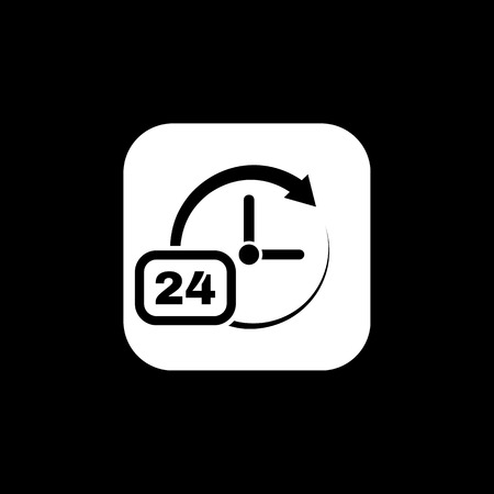 Time, clock icon. Time and watch, timer, 24 hours symbol. UI. Web. Logo. Sign. Flat design. App. Stock vectorのイラスト素材